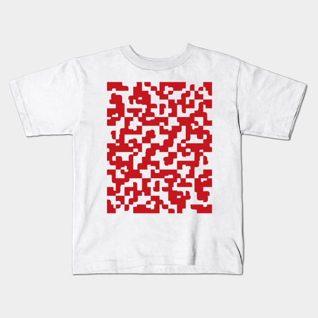 Red Curves Tiles Kids T-Shirt by Dez53